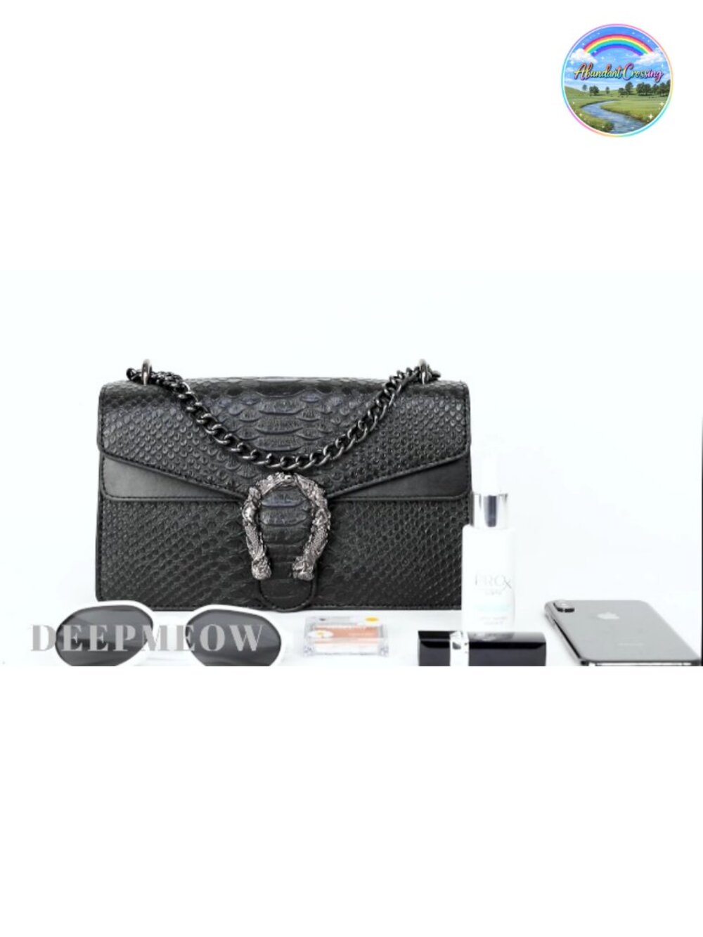 Faux Leather Chain Crossbody Bag Satchel Shoulder Purse for Women - Picture 6 of 6